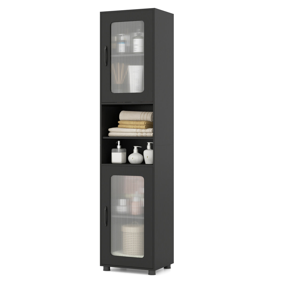 Tall Bathroom Storage Cabinet 67 Inches Freestanding Storage Organizer-Black