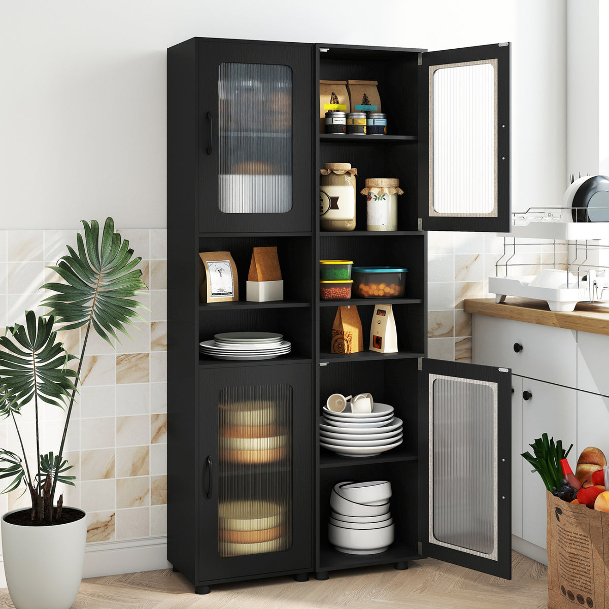 Tall Bathroom Storage Cabinet 67 Inches Freestanding Storage Organizer-Black