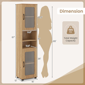 Tall Bathroom Storage Cabinet 67 Inches Freestanding Storage Organizer-Natural