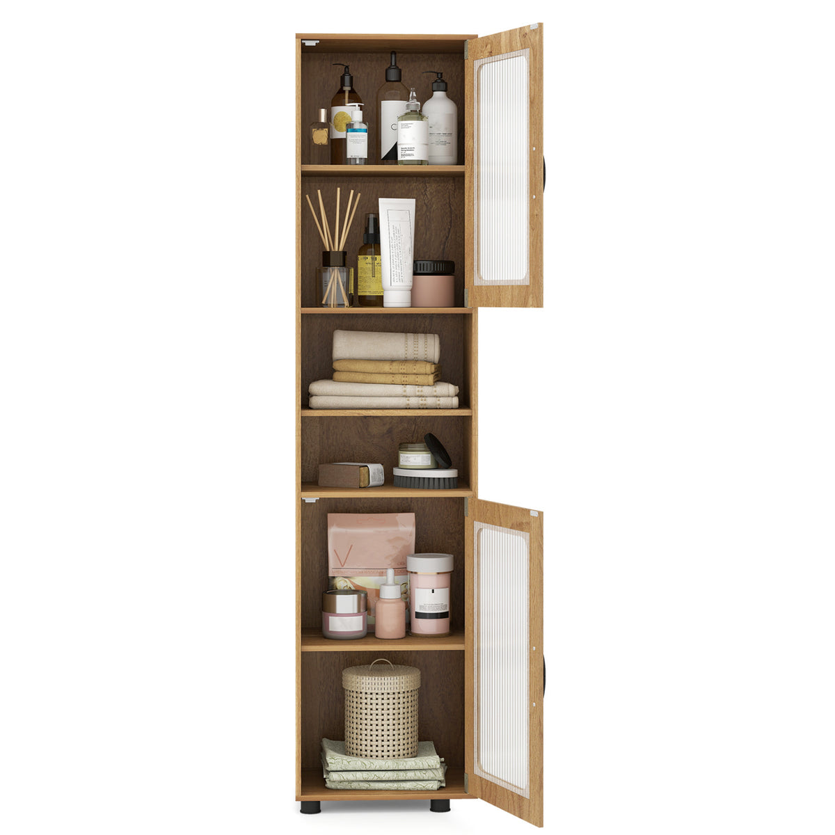 Tall Bathroom Storage Cabinet 67 Inches Freestanding Storage Organizer-Natural