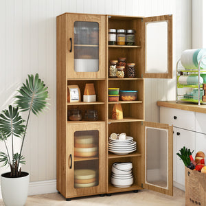 Tall Bathroom Storage Cabinet 67 Inches Freestanding Storage Organizer-Natural
