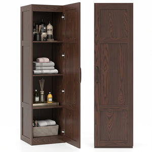 Tall Storage Cabinet with 4 Storage Shelves for Bathroom Living Room-Brown