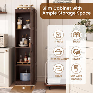 Tall Storage Cabinet with 4 Storage Shelves for Bathroom Living Room-Brown