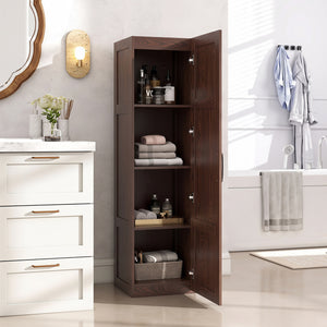 Tall Storage Cabinet with 4 Storage Shelves for Bathroom Living Room-Brown