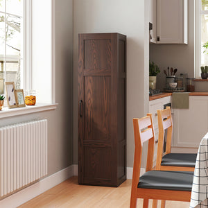 Tall Storage Cabinet with 4 Storage Shelves for Bathroom Living Room-Brown