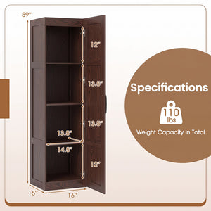 Tall Storage Cabinet with 4 Storage Shelves for Bathroom Living Room-Brown
