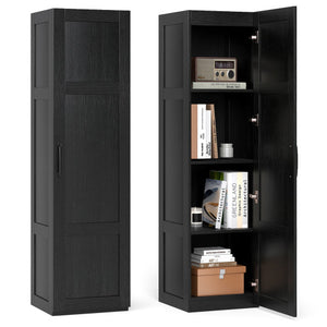 Tall Storage Cabinet with 4 Storage Shelves for Bathroom Living Room-Black