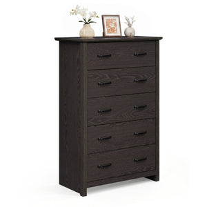 Tall Storage Dresser with 5 Pull-out Drawers for Bedroom Living Room-Gray