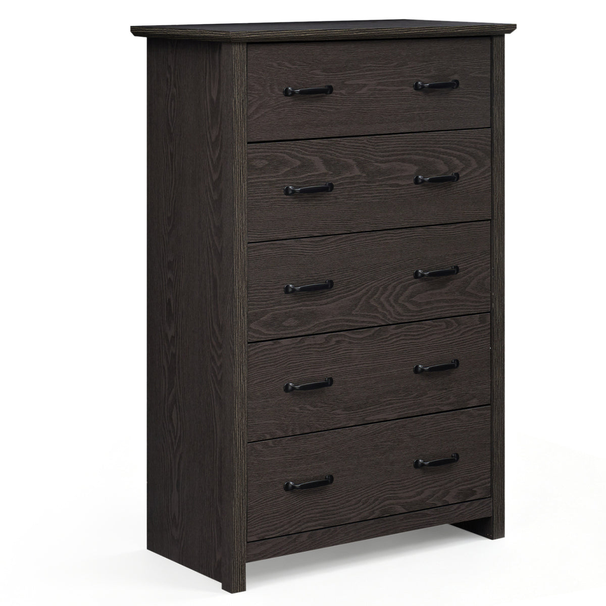 Tall Storage Dresser with 5 Pull-out Drawers for Bedroom Living Room-Gray