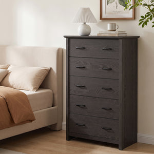 Tall Storage Dresser with 5 Pull-out Drawers for Bedroom Living Room-Gray