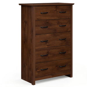 Tall Storage Dresser with 5 Pull-out Drawers for Bedroom Living Room-Walnut