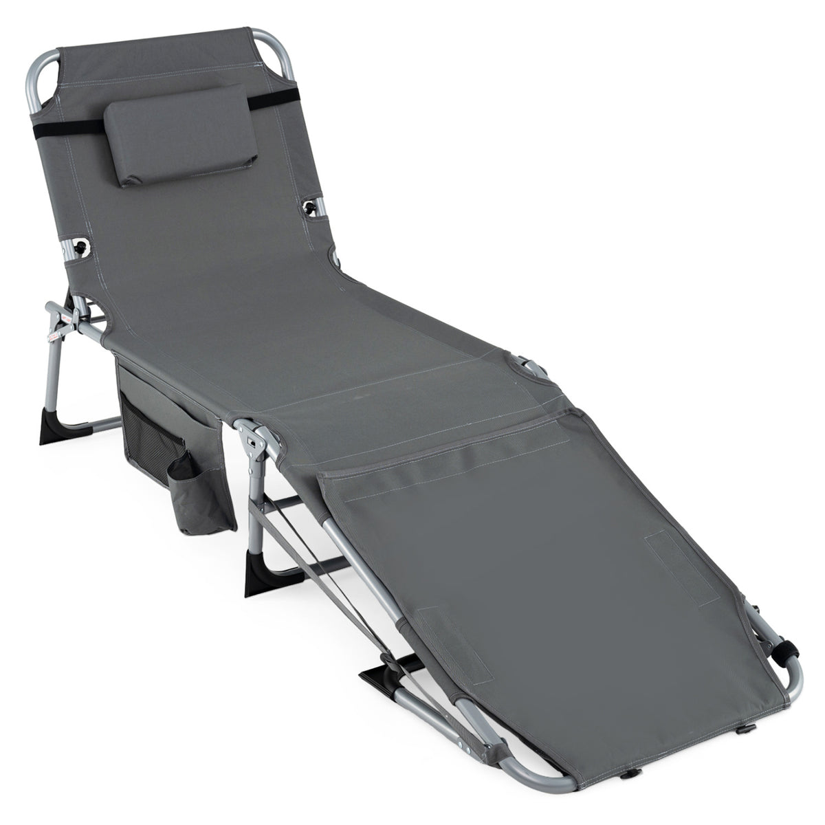 Tanning Chair with Face Arm Holes Portable Sunbathing Chair-Gray