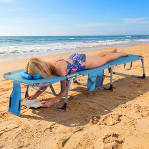 Tanning Chair with Face Arm Holes Folding Chair-Navy