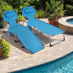 Tanning Chair with Face Arm Holes Folding Chair-Navy