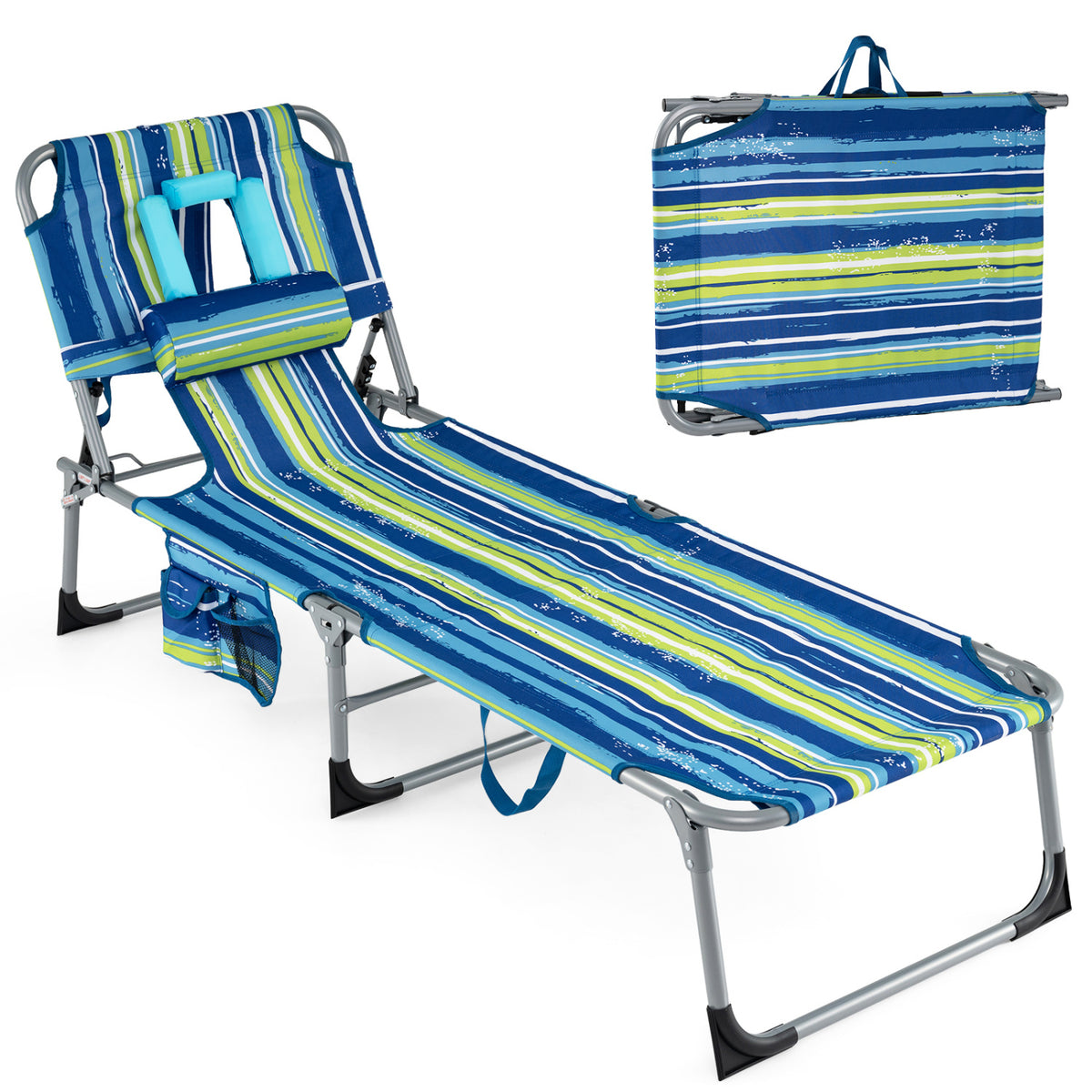Tanning Chair with Face Arm Holes Folding Chair-Multicolor
