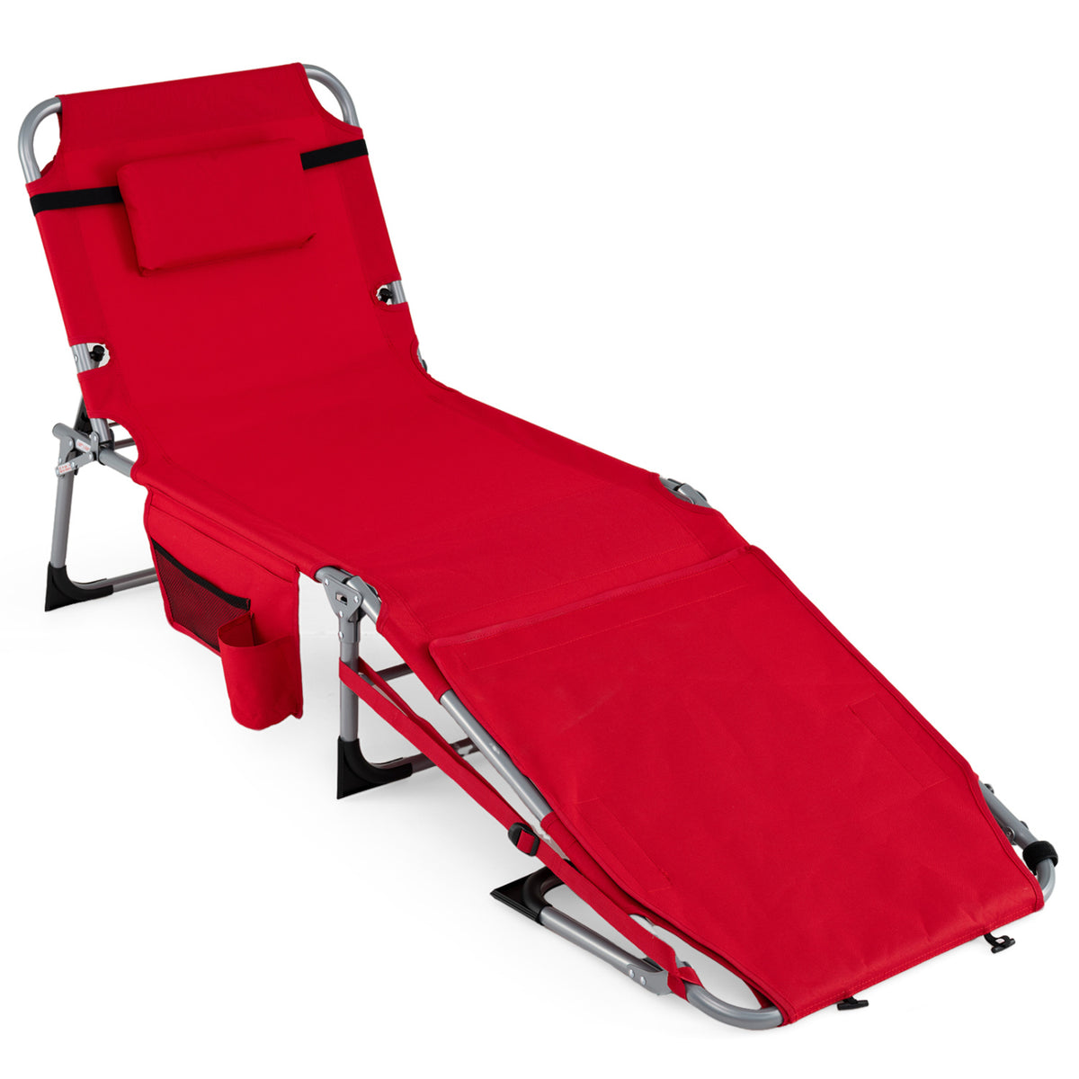 Tanning Chair with Face Arm Holes Portable Sunbathing Chair-Red