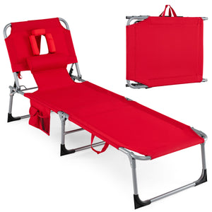 Tanning Chair with Face Arm Holes Folding Chair-Red