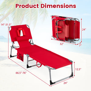 Tanning Chair with Face Arm Holes Folding Chair-Red