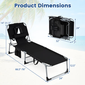 Tanning Chair with Face Arm Holes Folding Chair-Black