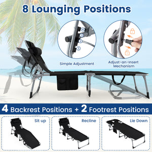 Tanning Chair with Face Arm Holes Folding Chair-Black