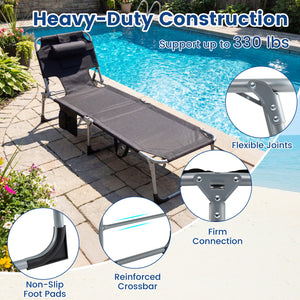 Tanning Chair with Face Arm Holes Folding Chair-Black