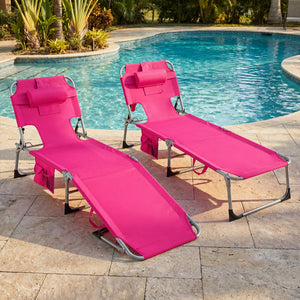 Tanning Chair with Face Arm Holes Folding Chair-Pink