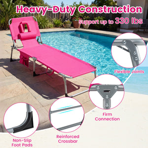 Tanning Chair with Face Arm Holes Folding Chair-Pink