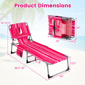 Tanning Chair with Face Arm Holes Folding Chair-Pink Stripe