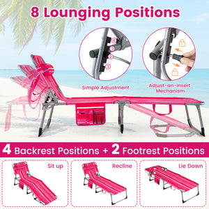 Tanning Chair with Face Arm Holes Folding Chair-Pink Stripe