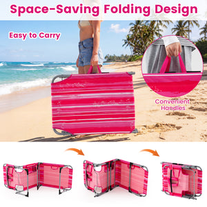 Tanning Chair with Face Arm Holes Folding Chair-Pink Stripe