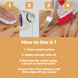 Wood Wax Oil for Outdoor and Indoor Furniture Teak Care Kit to Restore and Protect Wood