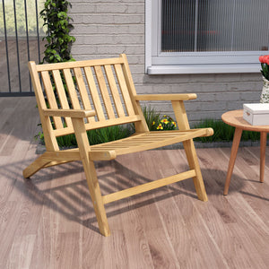 Teak Wood Outdoor Reclining Chair with Comfortable Backrest and Armrests