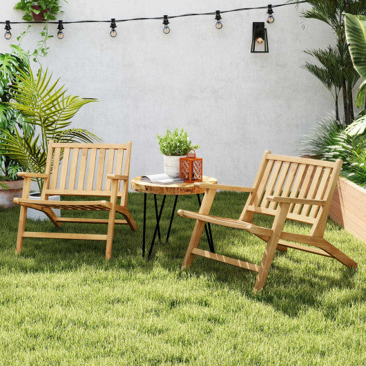 Teak Wood Outdoor Reclining Chair with Comfortable Backrest and Armrests