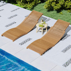 Teak Wood Patio Folding Chaise Lounge Chair with Slatted Seat-1