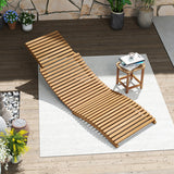 Teak Wood Patio Folding Chaise Lounge Chair with Slatted Seat-2