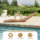 Teak Wood Patio Folding Chaise Lounge Chair with Slatted Seat-2