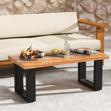 Teak Wood Patio Table with River Feel Epoxy Tabletop