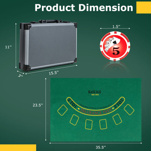 Texas Holdem Poker Chip Set Casino Poker Chips with 400 Pieces Chips-Black