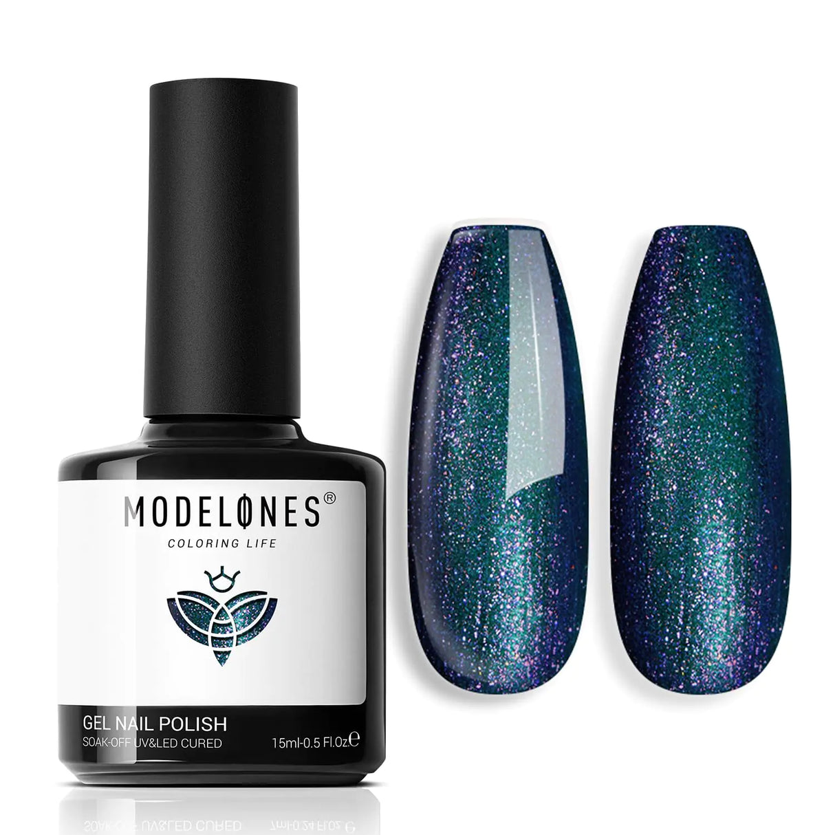 Modelones Chameleon Blue Gel Nail Polish, 15ML Shimmer Blue Gel Polish Glitter Sparkle Gel Nail Soak Off Led Summer Nail Gel Polish for Women Girl DIY Nail Art Gift A23-Dark Purple to Blue