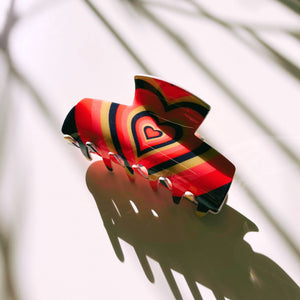 The Foxy in Warm ‘70s Sunrise Hair Claw | Hearts Claw Clip
