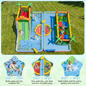 Tiger Inflatable Water Park Obstacle Bounce House with 2 Blower