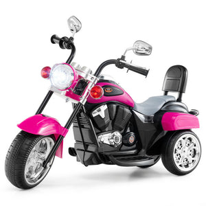6V Powered Toddler 3-Wheel Motorbike Ride On Toy with Horn and Headlight-Hot Pink