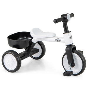 Toddler Convertible Trike with 86 ° Limited Steering Angle and Carbon Steel Frame-White
