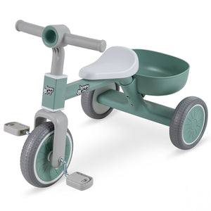 Toddler Convertible Trike with 86Â° Limited Steering Angle and Carbon Steel Frame-Green