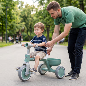 Toddler Convertible Trike with 86Â° Limited Steering Angle and Carbon Steel Frame-Green