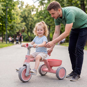 Toddler Convertible Trike with 86Â° Limited Steering Angle and Carbon Steel Frame-Pink