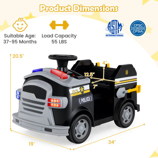 Toddler Fire Toy Car with Shovel and Wrench for Ages 37-95 Months-Black