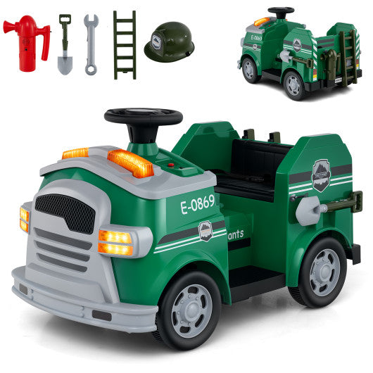 Toddler Fire Toy Car with Shovel and Wrench for Ages 37-95 Months-Green