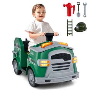 Toddler Fire Toy Car with Shovel and Wrench for Ages 37-95 Months-Green