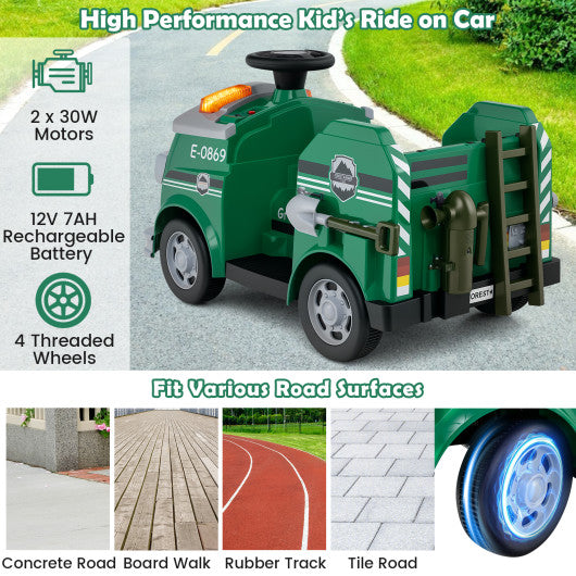 Toddler Fire Toy Car with Shovel and Wrench for Ages 37-95 Months-Green